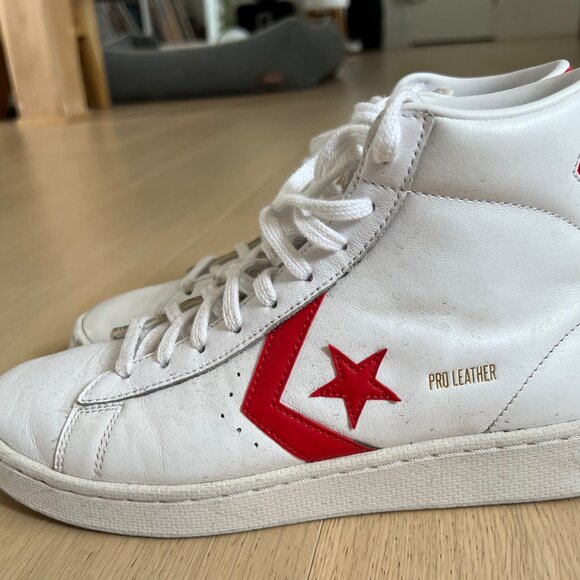 Converse Pro Leather Hi All-Stars White/University Red - Picture 4 of 9